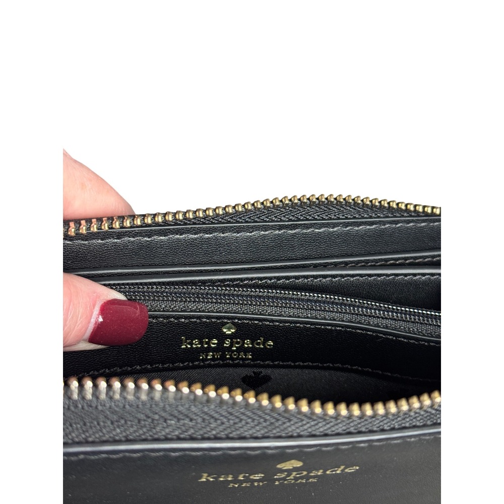 Kate Spade New York Zip‎ Around Wallet Gray Leather Accordion Interior - Picture 6 of 7